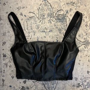 Free People Black Corset Leather Top XS